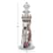 Coastal White Wooden Lighthouse Sculpture, 15" x 6" x 6"